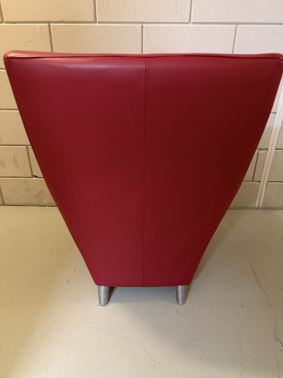 Fauteuil design Leolux Dolcinea en cuir rouge. – Leather, Aluminium (photo 4 of 11)