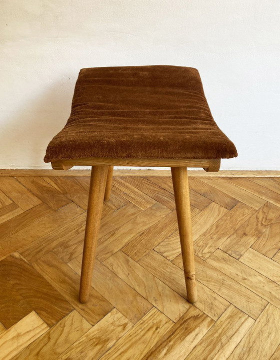 Image 1 of 1970's Mid-Century Modern Stool with New Upholstery