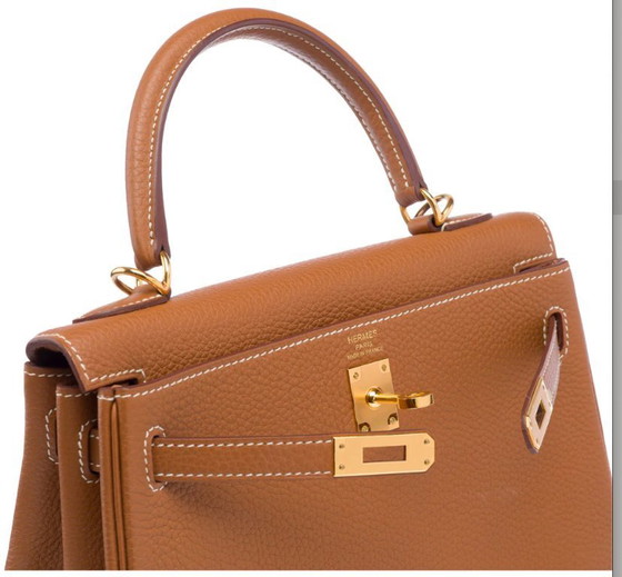 Image 1 of Sac HERMES Kelly 25 en Cuir Doré - 103311