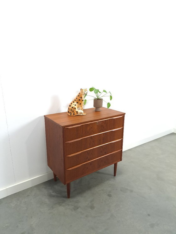 Image 1 of Danish teak chest of drawers with 4 drawers