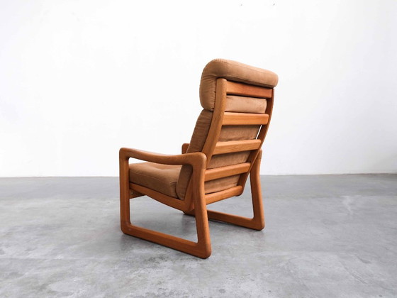 Poltrona schienale alto vintage Holstebro Møbelfabrik con pouf – Teak & Pelle | Anni '70 – Poltrone, Legno (photo 6 of 9)