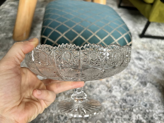 Boheemse loodkristallen schaal op voet, handgeslepen kristallen schaal (24% PbO) PK 500 – Schalen, Glass (photo 3 of 10)