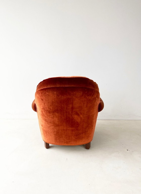 Image 1 of Rust Orange Velvet Armchair