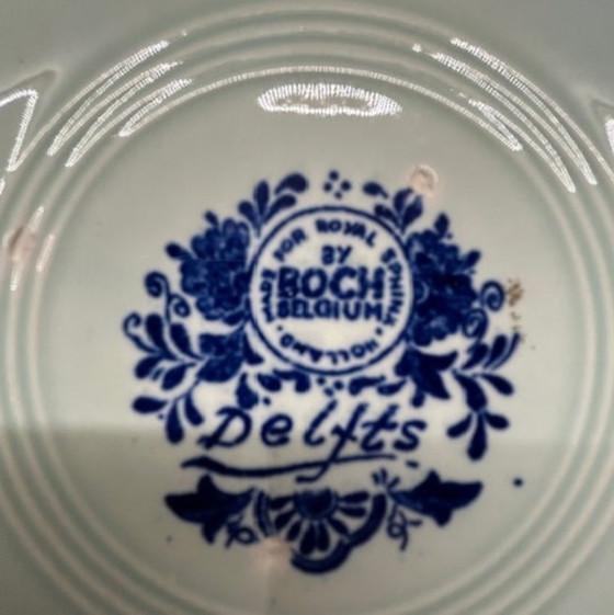 Image 1 of Piatto da parete vintage blu di Delft con immagine di paesaggio