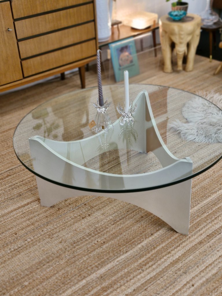 Vintage space age coffee table with glass from the 1970s | €475