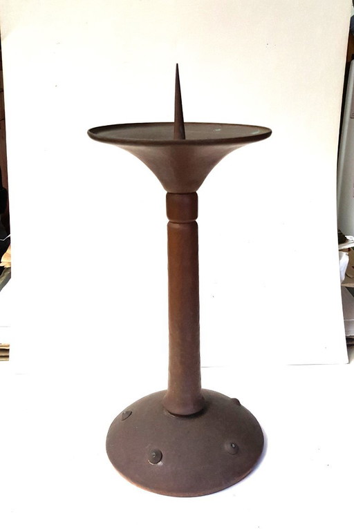 Red copper candlestick, unique, wrought iron, 1940-1944