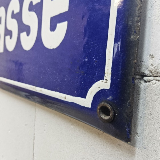 Vintage German Enamel Street Sign "Obermühlgasse" Frankfurt, Wall decoration, Metal, White (photo 9 of 15)