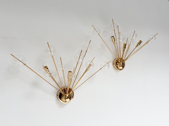Set of 2 Italian Wall lights with glass spheres, 1970s – Metal (photo 3 of 15)