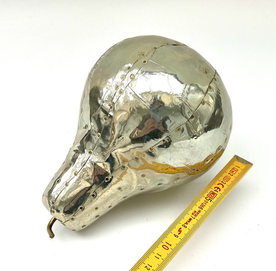 Image 1 of Studio-Metal-Art / Brutalist Metal Fruit Sculptures (ca. 1970/80er) Handgefertigte Metall-Skulptur „Birne" -