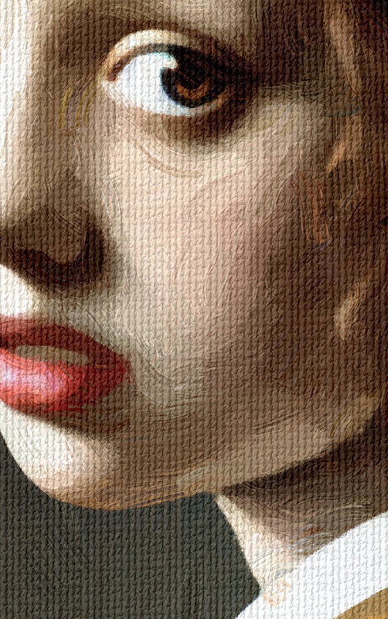 Image 1 of "Girl with a Pearl Earring" Johannes Vermeer / Acrylic painting on canvas 60x60cm