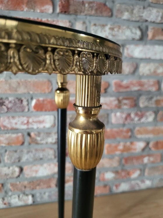 Vintage Side Table with Brass Legs and Glazed Black Glass Top, 1960s – Copper (photo 3 of 7)
