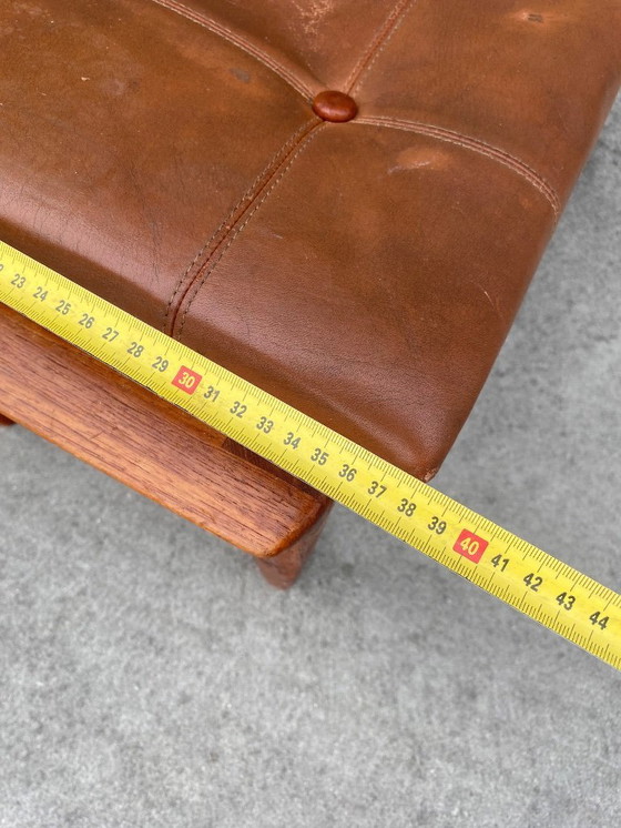 Image 1 of Poggiapiedi vintage in legno di faggio e pelle per Bröderna Andersson,