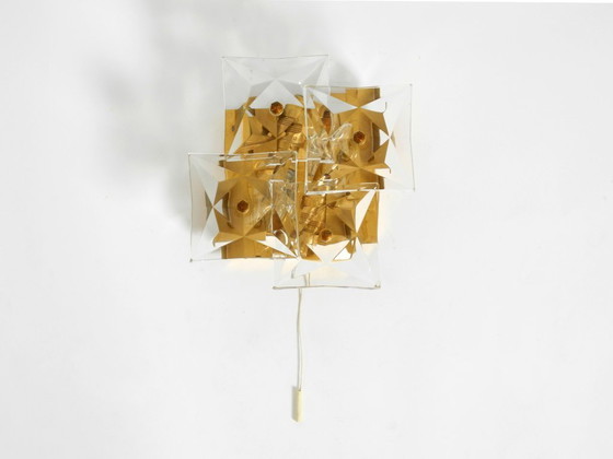 Image 1 of Originale Kinkeldey-Wandlampe aus Kristallglas und Messing aus den 1960er Jahren in neuwertigem Zustand