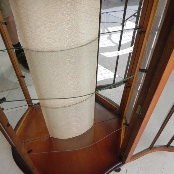Image 1 of English Art Deco display cabinet on ornate legs, 1930s