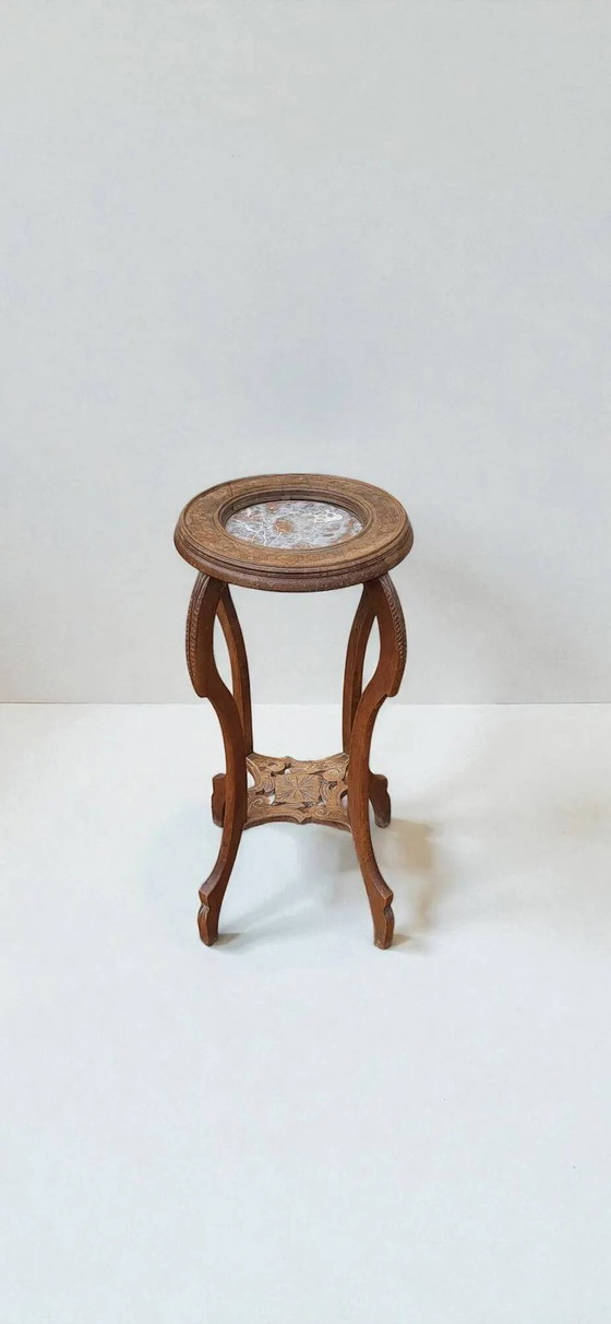Art Deco wood/marble side table (photo 4 of 6)