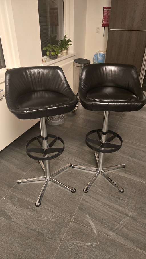 Retro bar stool genuine leather