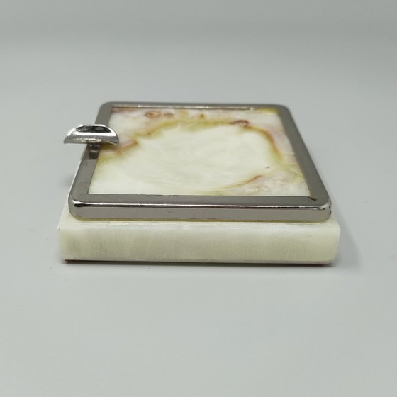 Juego de encendedor de mesa y cenicero italiano de ónix y cromo, estilo moderno de mediados de siglo, 1960. (photo 8 of 8)