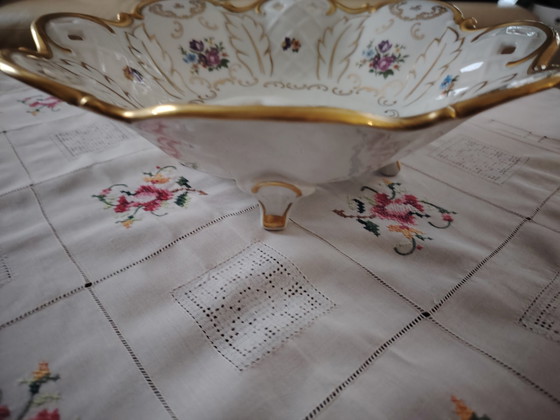 Image 1 of Reichenbach porcelain antique decorative bowl on feet, gold decoration