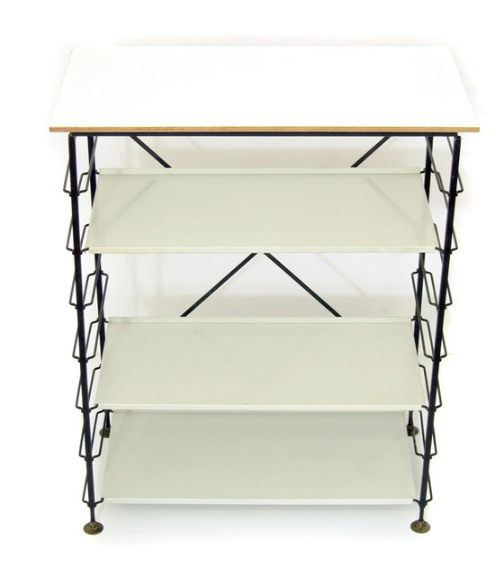 Image 1 of Minimalistisch klassiek vintage design vrijstaand tafelblad met verstelbare planken