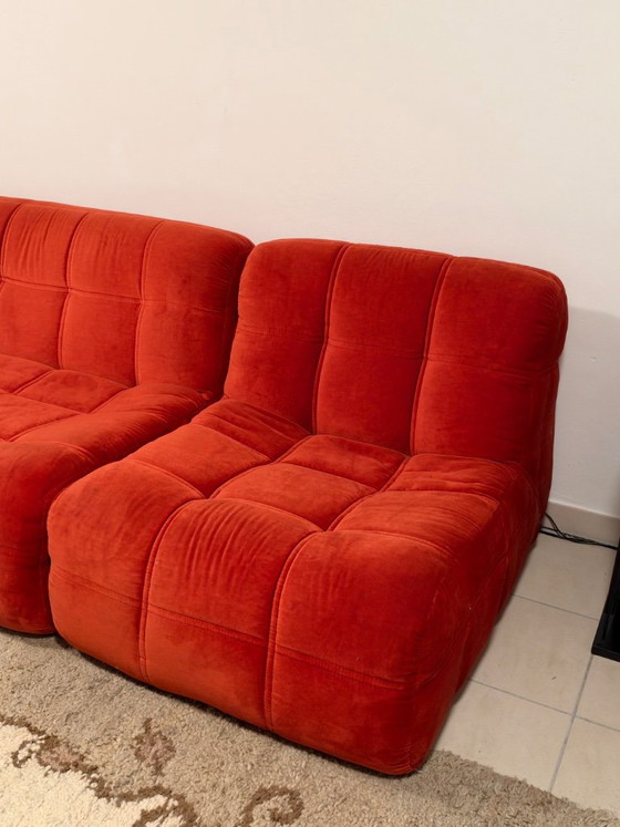 Rolf Benz Modulares Sofa, Orange Samt, Modulare Sofas, Stoff, Vintage (Foto 2 von 5)