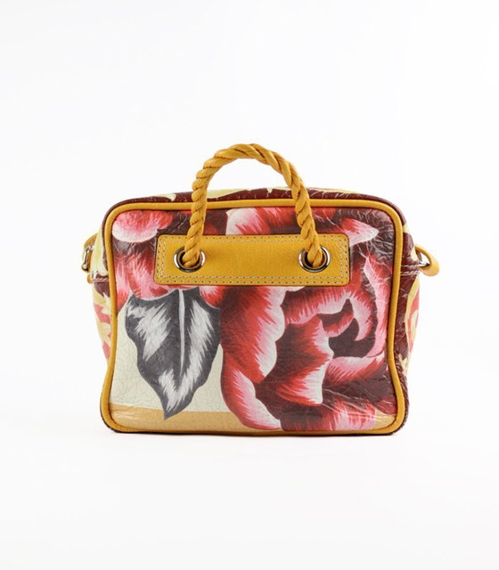 Image 1 of Sac Balenciaga Blanket en cuir orange à imprimé graphique