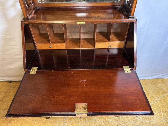 Image 1 of Antiek Edwardiaans Bureau met Ingelegd Bloemendetail - Begin 20e Eeuw Elegantie tijdloos raffinement met