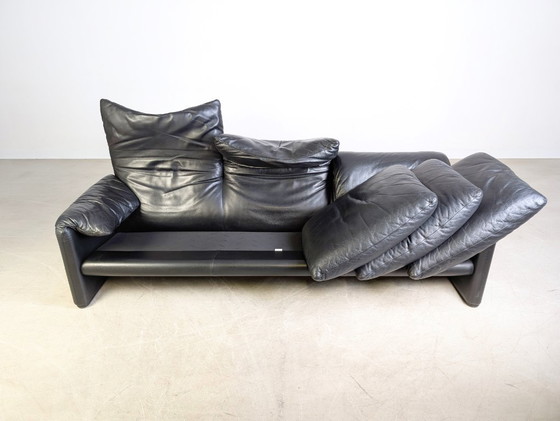 Image 1 of Cassina Maralunga Sofa Vintage Couch Vico Magistretti Leder schwarz