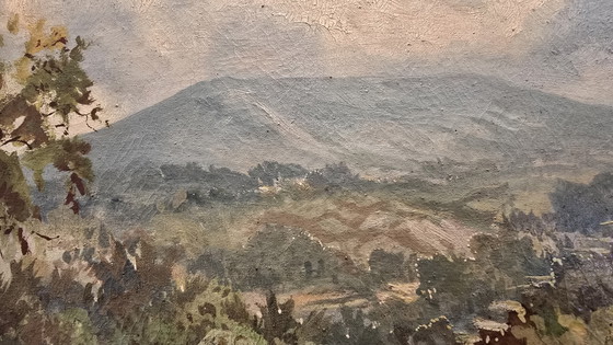 Mid-Century Indonesisch Olieverfschilderij 'Tangkuban Prau, Java' - Gesigneerd DIKA (58x42cm) (photo 8 of 15)