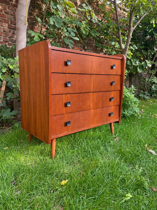 Cassettiera vintage in teak stile MDK – Belgian / Scandinavian Mid-Century – anni '60