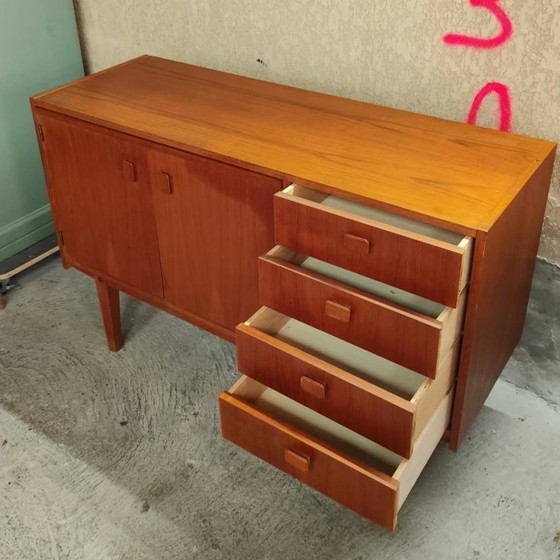 Vintage Scandinavian teak Sideboard with desk shelf, 1960s – Wood (photo 5 of 6)
