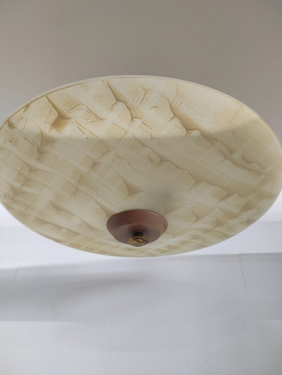 Image 1 of Vintage 50s/60s Scandinavian (style) large glass ceiling light