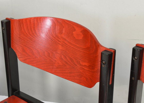 14x Italian Postmodern Stacking Chairs in Sottsass Memphis Style - Italy, 1970's, Dining chairs, Metal, Red (photo 7 of 20)