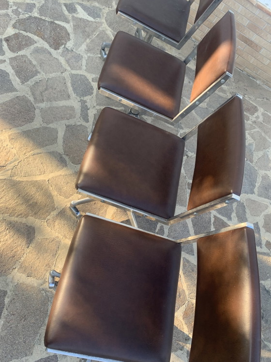 Set van 4 VAGHI-stoelen uit de jaren 70 - Chroom en bruin Skai - Italiaans design uit het midden van de 20e (photo 13 of 13)