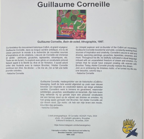 Image 1 of Guillaume Corneille Bain De Soleil Grand Carré De Soie Soieries Brochier 140x140 CM