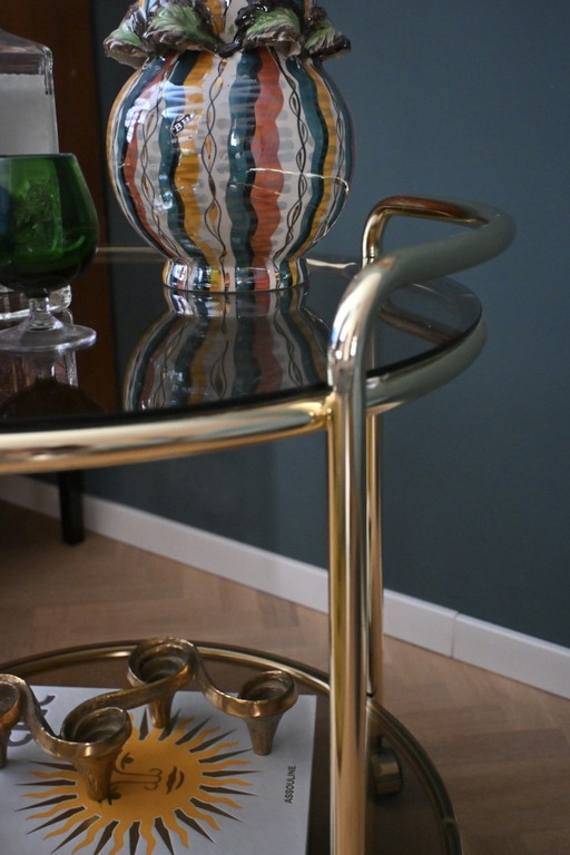 Goudkleurige Metalen Barcart/Bijzettafel