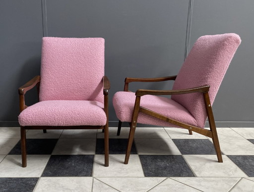 Pink Boucle Jiri Jiroutek chairs 1960s