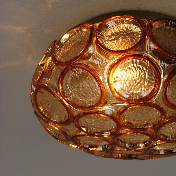 Image 1 of Helena Tynell pour Glashütte Limburg | Plafonnier Amber Bubble | Années 1950/60