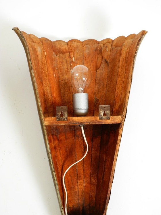 Two Large, Rare 1950s Wall Lamps Made of Wood With Aluminum Cladding – Wall lights (photo 20 of 20)