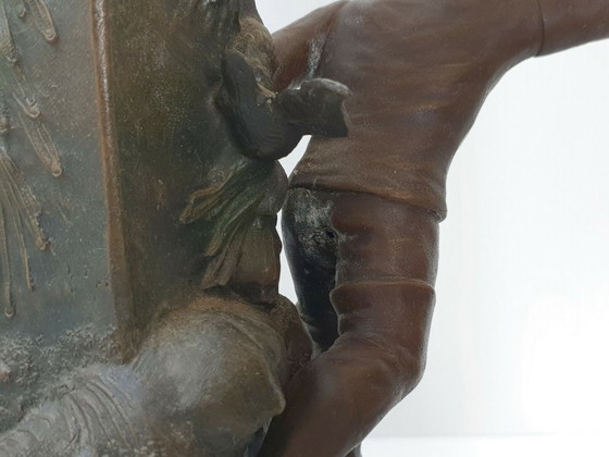 Image 1 of Een paar art-deco visserslampen, jaren 1940, vintage, metaal en marmer, jaren 1930-1940