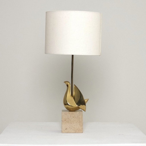 Lussuosa lampada da tavolo francese Philippe Jean: design scultoreo in ottone