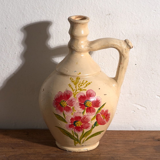 Cruche en céramique émaillée antique, Europe Centrale, circa 1920, Vaisselle, Jaune (photo 9 sur 9)