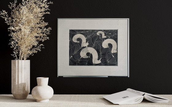 Image 1 of Pierre-Francois Vaysse - Art Brut circa 1970 - Tinta china - enmarcado