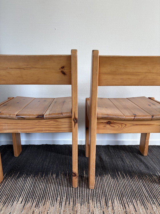 Image 1 of   Vintage Ate van Apeldoorn set pine wood stoelen brutalist