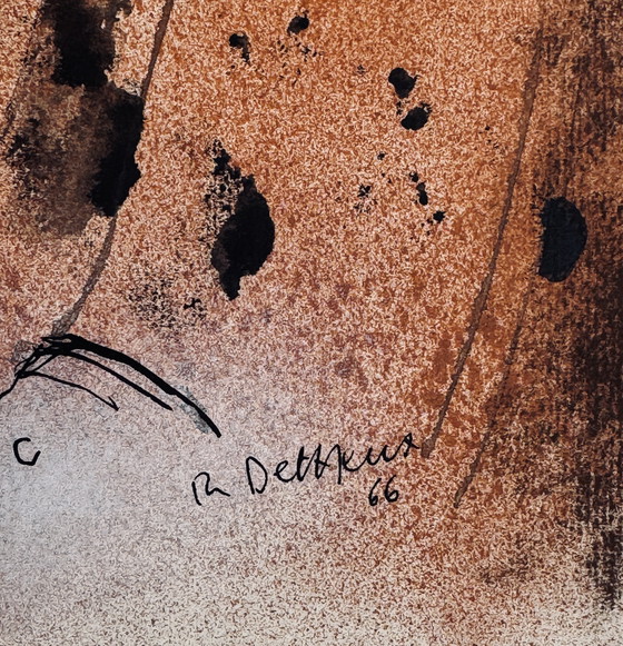 Image 1 of Robert Detheux, raro dipinto surrealista del 1966