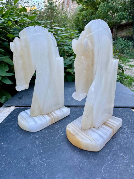 2 onyx horse bookends, 1960s
