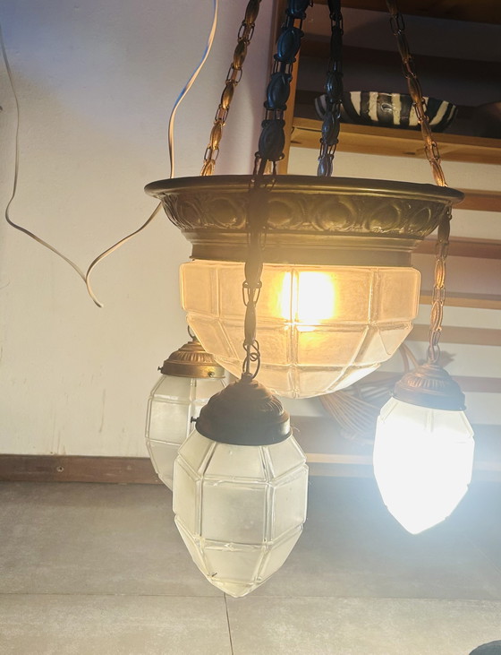 Image 1 of Art deco kroonluchter, glas