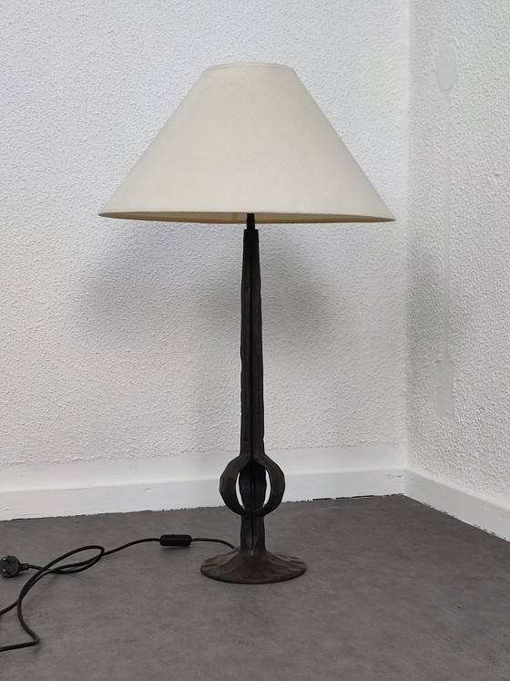 Image 1 of 1970S - cast iron - BRUTALIST lamp 