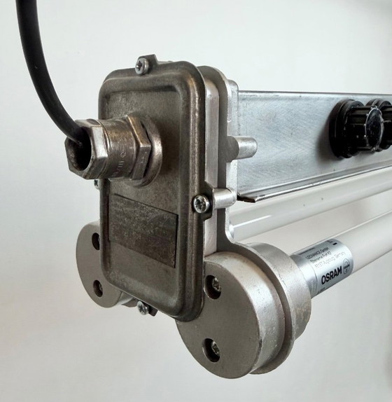 Image 1 of Industriële, gepolijste hanglamp met buisvormige armatuur, jaren 70