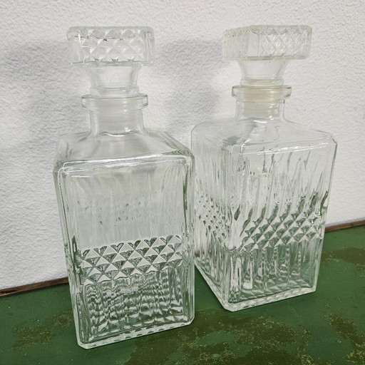 Set di due caraffe in vetro, decanter per whisky