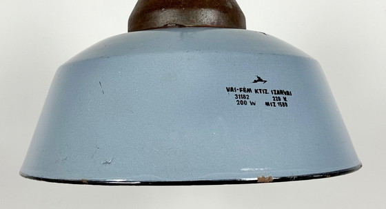 Image 1 of Lampada a sospensione in ghisa e smalto grigio industriale, anni '60